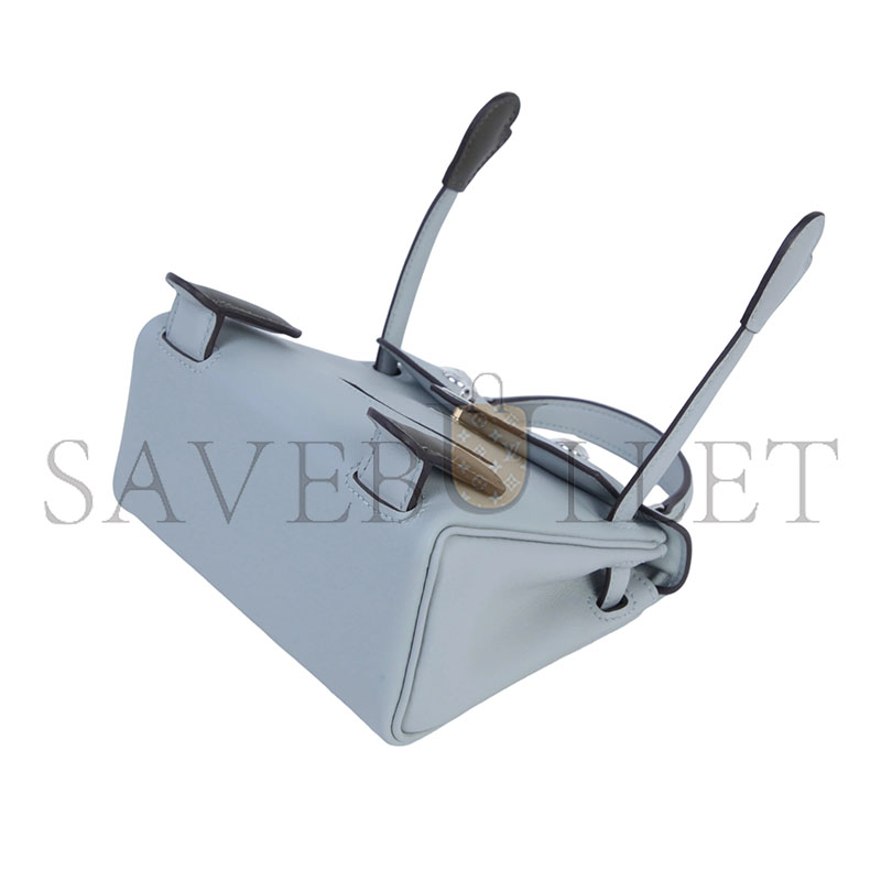 H**mes MASTER KELLY DOLL 8U IN GLACIER BLUE SWIFT LEATHER WITH SILVER HARDWARE (15*12*7cm)